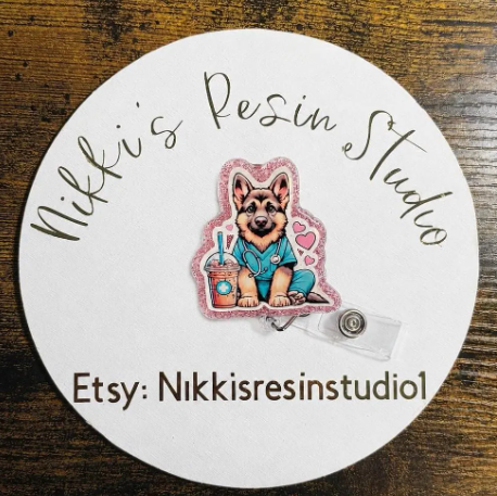 German Shepherd Badge Reel