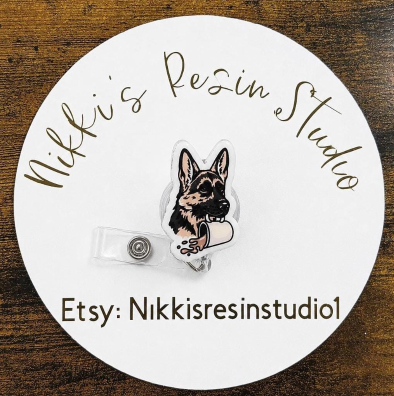 German Shepherd Coffee Badge Reel