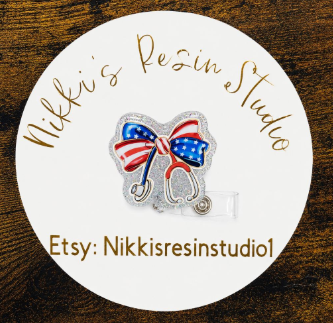 Patriotic Stethoscope Bow Badge Reel