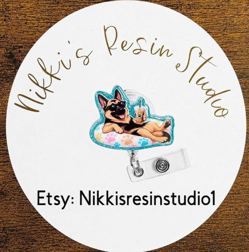 German Shepherd Floatie Badge Reel