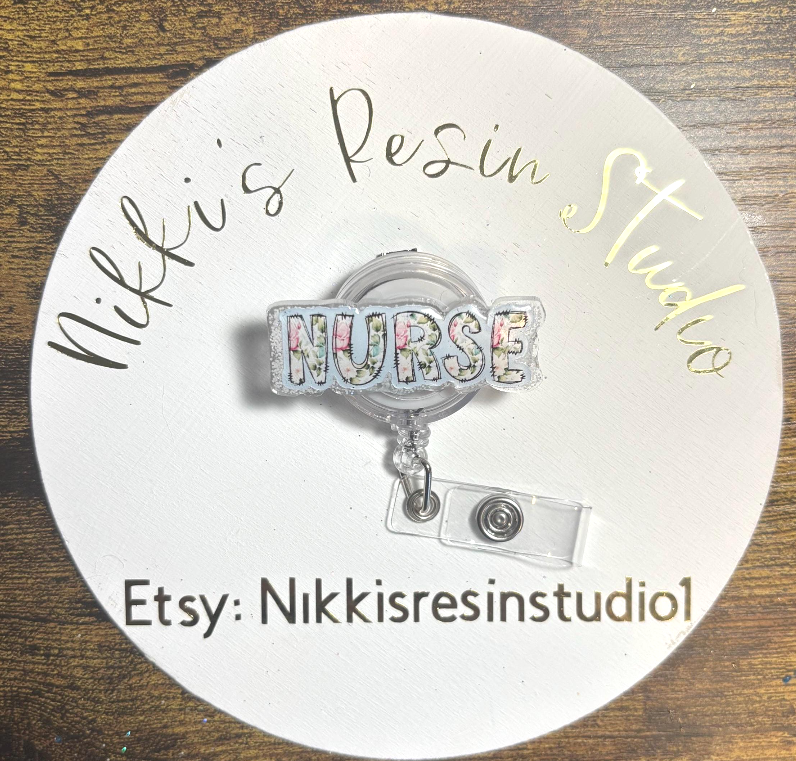 Floral Nurse Badge Reel