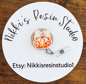 Pumpkin Bow Badge Reel