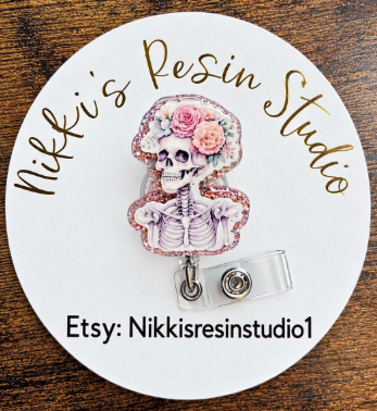 Floral Skeleton Badge Reel