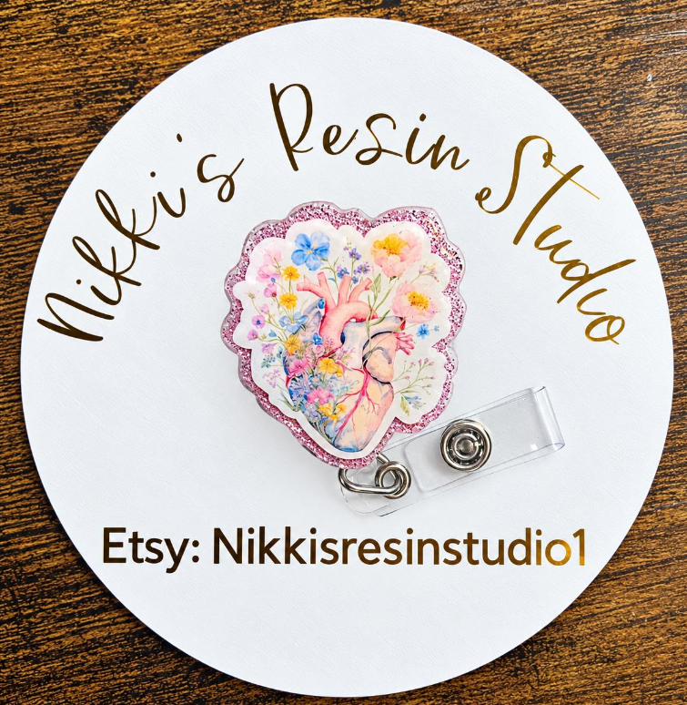 Human Heart with Flowers Badge Reel