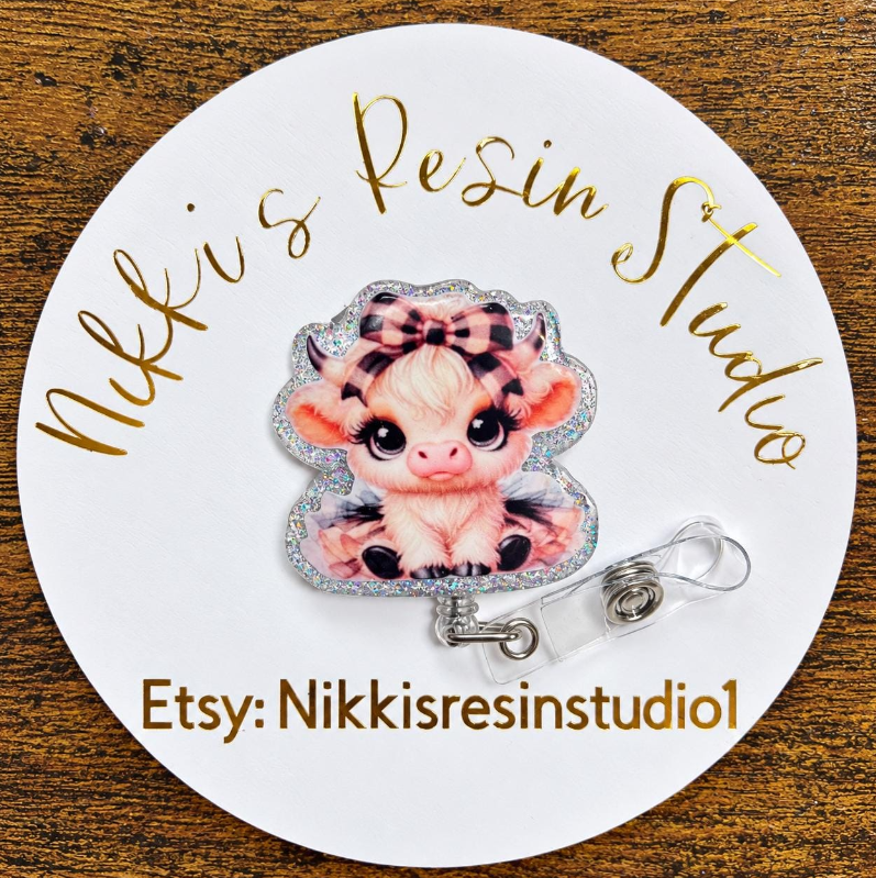 Highland Cow Tutu Badge Reel